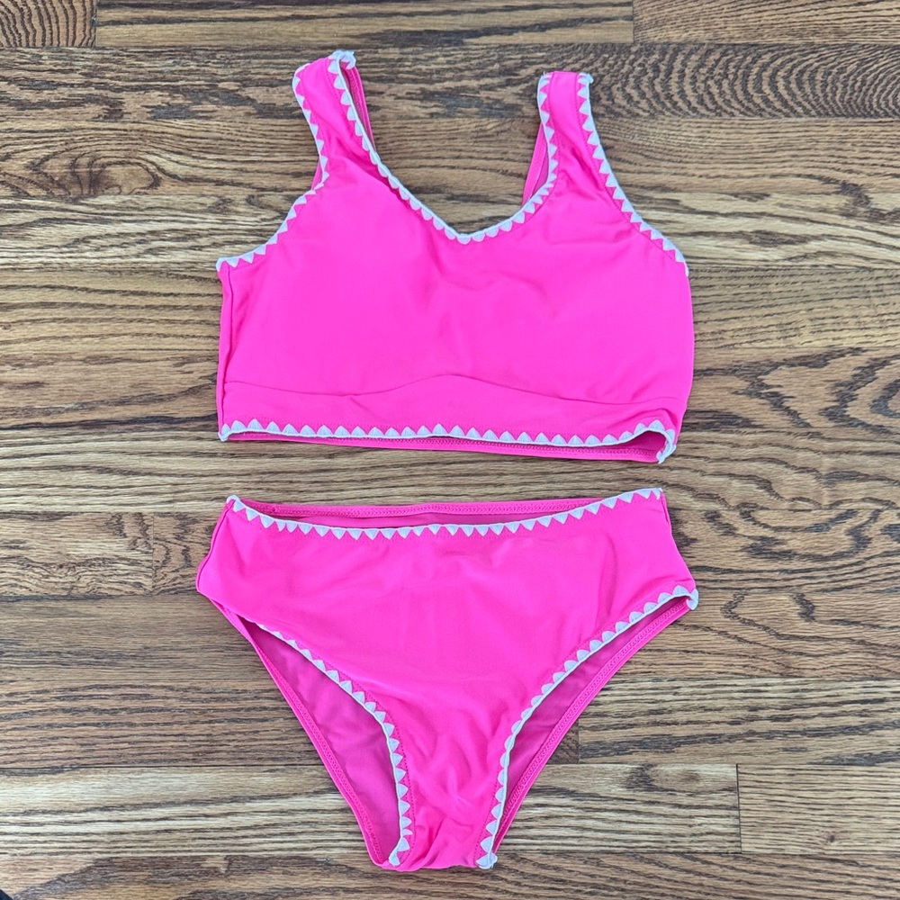 Pink Bikini Set with White Trim